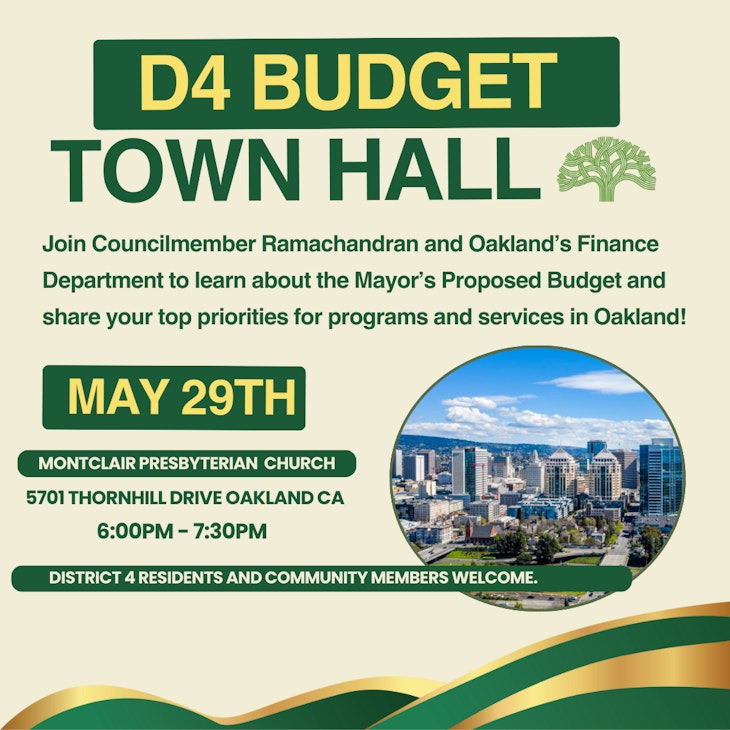 Image of Oakland with details for event on May 29th at 6pm