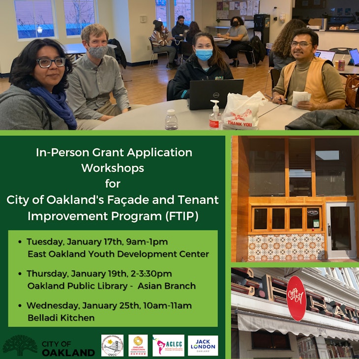 Facade and Tenant Improvement Workshops graphic January 17th, 19th and 25th