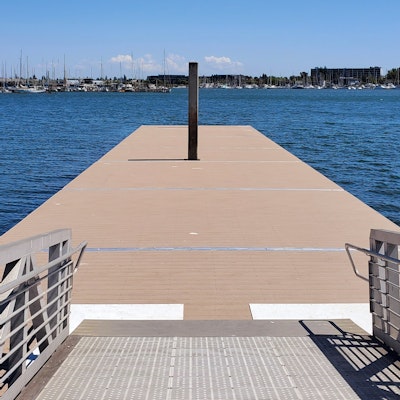 View of new rowing dock facing the water.