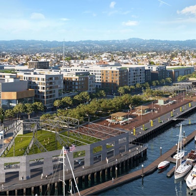 Rendering of the waterfront habor adjacent to the Brooklyn Basin mixed use development. Courtesy Signature Development Group.