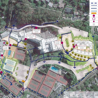 Map showing Claremont Hotel proposed pedestrian circulation & access plan.