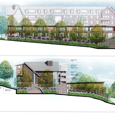 Claremont Hotel development plan renderings of newly proposed spa with residential elevations of new construction.