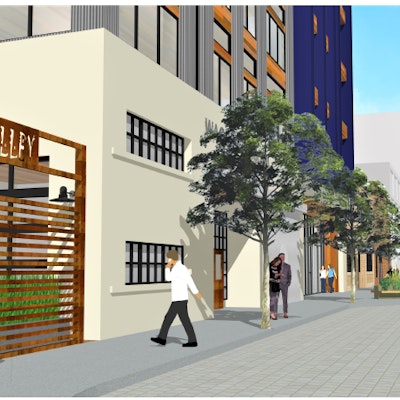 Rendering of Pigozzi Project displaying street view from 24th Street.