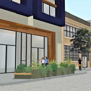 Rendering of Pigozzi Project displaying street view from 24th Street.