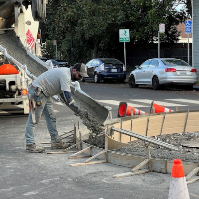 pouring traffic circle concrete