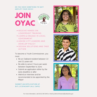 Flyer with 3 youth and criteria for joining the Commission.