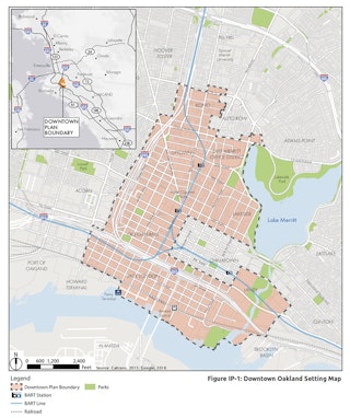 Downtown Oakland Specific Plan boundary map.