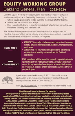 Equity Working Group, Oakland General Plan 2022-2024