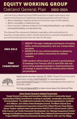 Equity Working Group, Oakland General Plan 2022-2024