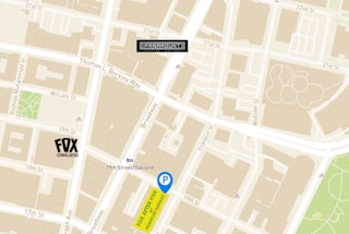 Franklin Garage map with Fox and Paramount theater locations marked