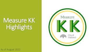 Cover page of a presentation showing at-a-glance highlights of Measure KK improvements