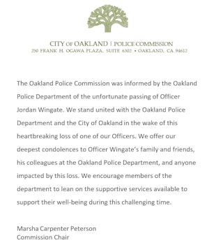 Officer Jordan Wingate OPC Statement