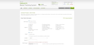 Image of the Ticket Upload page of the online Green Halo construction database tool.