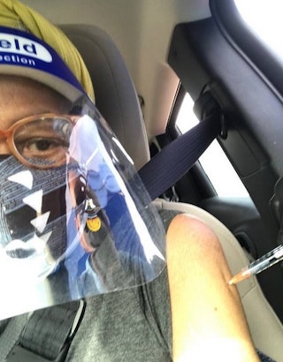 Photo of Andrea Turner getting vaccinated