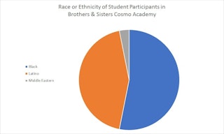 Pie Chart showing the race or ethnicity of the student participants in the Brothers & Sisters Cosmo Academy