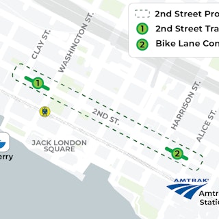 Map of Project: 2nd Street Transit Hub & Bike Lane Connection