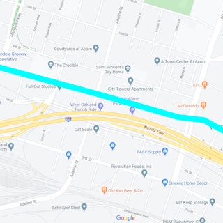 Map showing the location of the 7th Street Connection Project on 7th Street from Mandela Parkway to Martin Luther King Jr Way7th Street Connection Project
